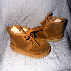 UGG Neumel Brown Suede Ankle Bootie Lace-Up Unisex Kids US 8 1017320T