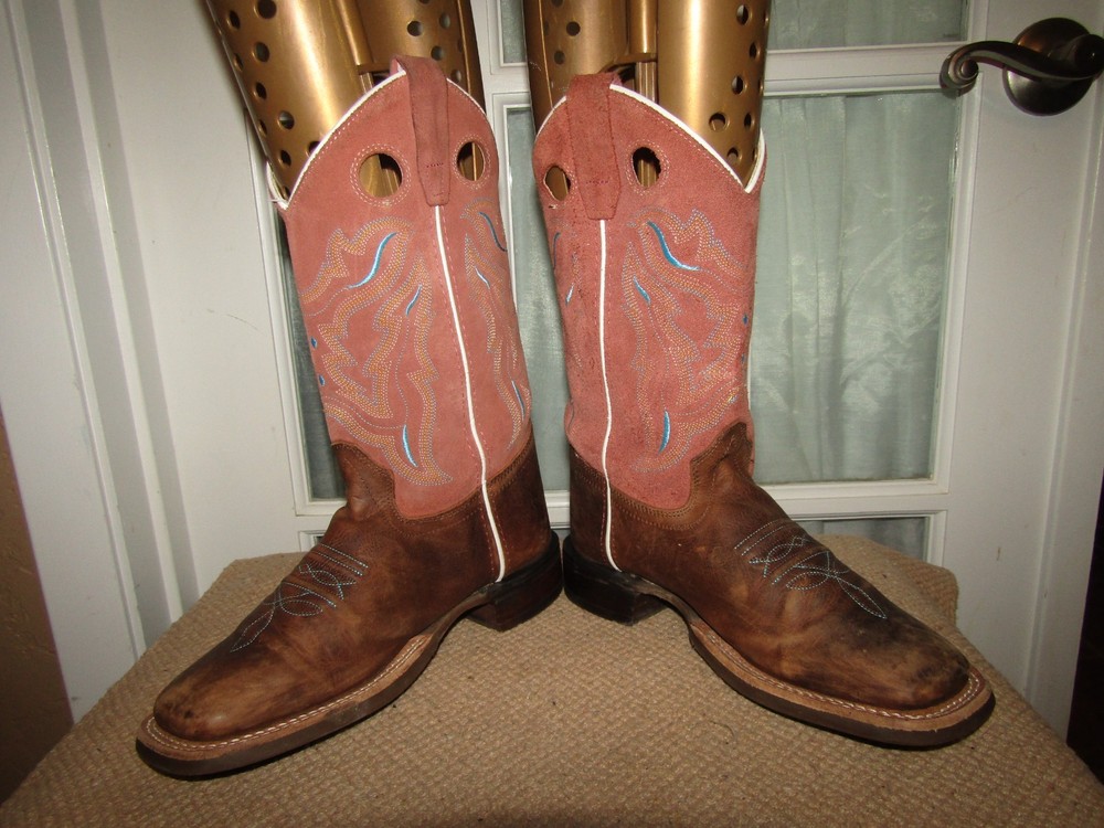 Cody James Inlay BBSC1943 Brown Pull On Square Toe Western Boots Youth Size 4 D