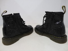 Dr. Martens Boots Kids Size 2 Black Pooch Glitter Combat Zip Ankle Lug AW004