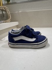 VANS Off The Wall LA Hook & Loop Low Top Canvas Blue/White Kids Size 7