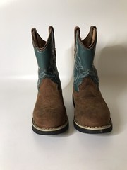 Itasca Buckaroo Camo Teal Kids Western Cowboy Boots Leather Size 10 VGC