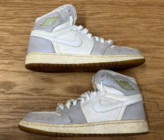 Air Jordan 1 Retro High GS White Metallic Silver 332148 101 sz US 6.5 youth