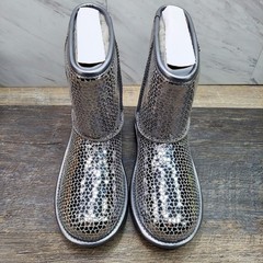 UGG Classic II Gel Hearts Silver Sequin Boots 1151613K Size 6 Kids Women’s 7 NIB