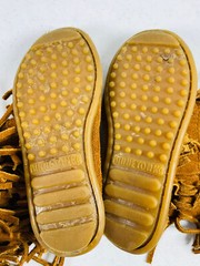 🔥 Minnetonka Small Child Size 8 Chestnut Suede Moccasin Zip Boot 3 Layer Fringe