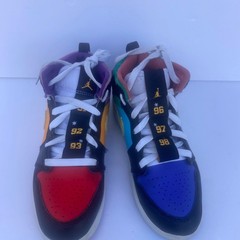 Nike Air Jordan 1 Mid SS GS Black Multi-color ‚Championships‘ FD1319 007 Sz 3Y