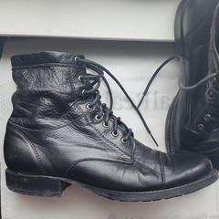 Frye Black Leather Erin Lug work Combat Boot Lace Up Youth size 14 3474314 BLK