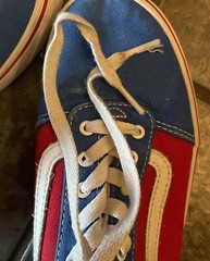 Vans OTW Ward Youth Size 5 Canvas Sneakers Shoes Red Blue Checkerboard