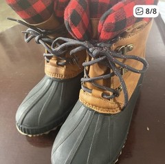 Gap Kids Thinsulate Waterproof Plaid Snow Boots Brown Black Red US Size 3