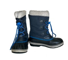 Sorel Yoot Pac Nylon Snow Boots Youth Size 4 Navy and Black Insulated Waterproof