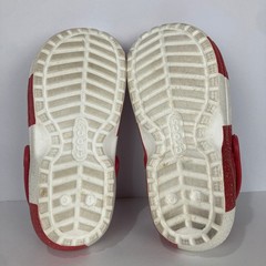 Crocs Juniors Sz 1 J1 Christmas Holiday Peppermint Glitter Lined Clogs Red White