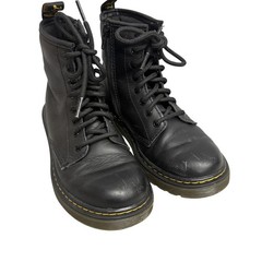 Dr Martens Boots Kids Size 1 Black 1460 J Leather Combat Lace Up Zip Ankle