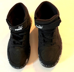 EUC Puma Rebound Layup High Top Sneakers. Black Leather. Sz 3C. 395115-01