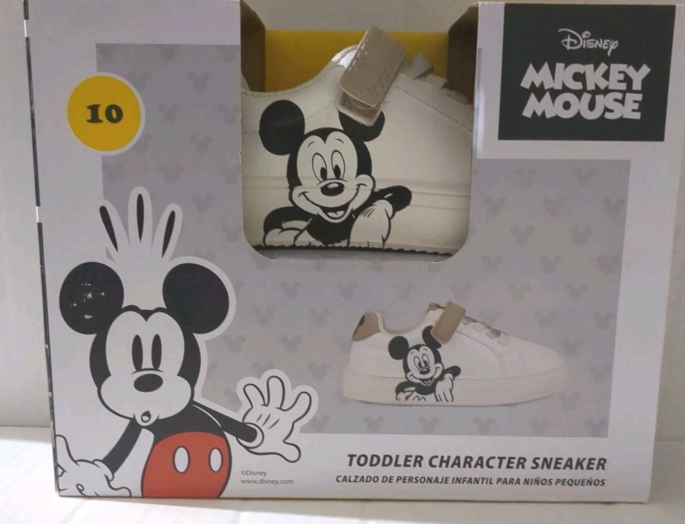 ALDI 2025 Disney Mickey Mouse Character White w/Silver Sneakers Toddler Size 10