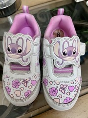 Disney Stitch Hook & Loop Athletic Sneakers Kids US 8 EU 25 White/Pink/Purple