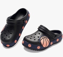 Basketball Foam Clogs Slides Graphic Water Shoes Black Kids Size 1