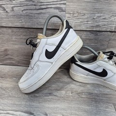 Nike Air Force 1 Toggle Stretch Lace White Black Swoosh Shoes Size 2Y Kid
