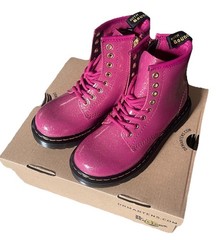 Dr. Martens Kid’s Boots 1460 Fuchsia-Silver-Gold Glitter NIB Size 12