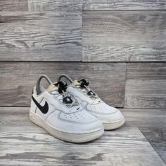 Nike Air Force 1 Toggle Stretch Lace White Black Swoosh Shoes Size 2Y Kid