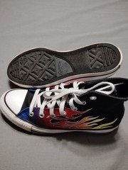 Converse Chuck Taylor ‎Kids 4.5 Flame High Top Preppy Skater Artsy Boho Sneakers