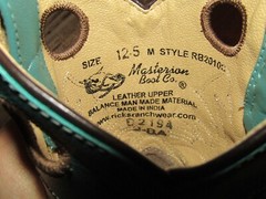 Masterson Boot Co Youth size 12.5 Square Toe Green Shafts Western Boots