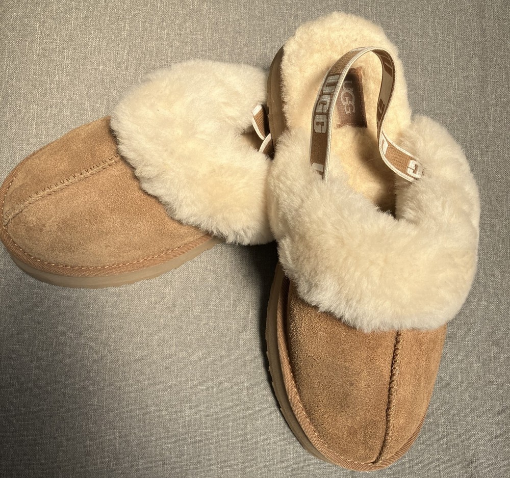 UGG FUNKETTE SLIPPERS CHESTNUT SLINGBACK STRAP KIDS SZ 6