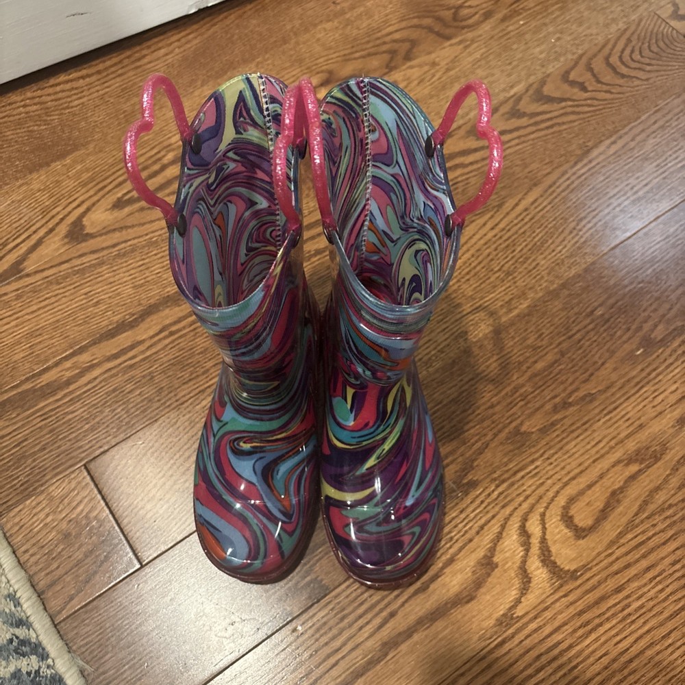 Western Chief Kids multicolor swirl Lighted PVC Boot Toddler/Kid Size 12, heart