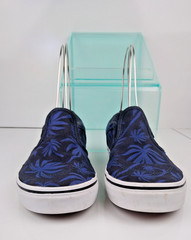 Vans Classic Slip-On Sneakers Navy Blue Palm Trees Youth Size 4.5