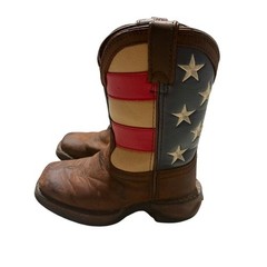 Lil Durango USA Union Flag Brown Boots 4th of July Labor Day Youth 8.5 America