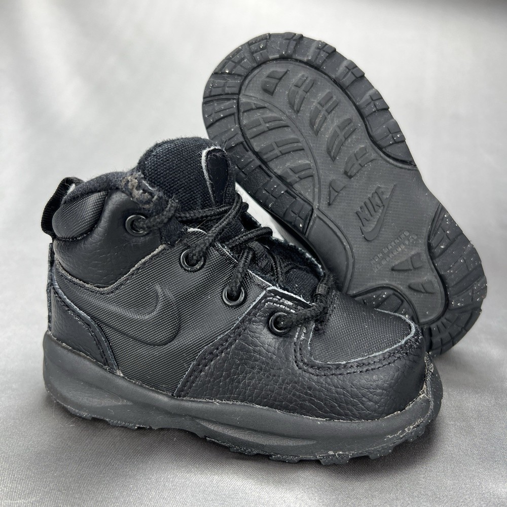 Nike Manoa Leather Toddler Boot Black Lace Up Ankle BQ5374-001 Size 6C Shoes