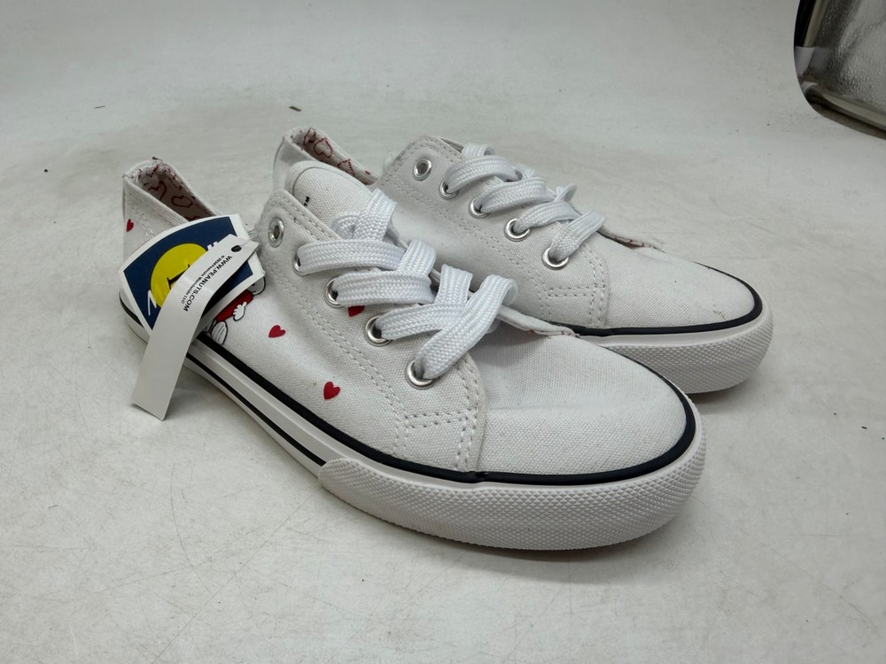 Peanuts Snoopy Sneakers Kids White Red Canvas Lace-Up Comfort – 1 Big Kid