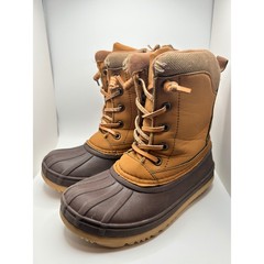 Khombu Johnny Kids Winter Duck Boots Brown Tan Waterproof Side Zip Size 13M