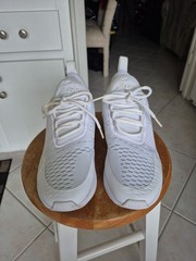 Nike Air Max 270 White Metallic Silver (GS) Shoes 943345-103 Youth Sz 7Y