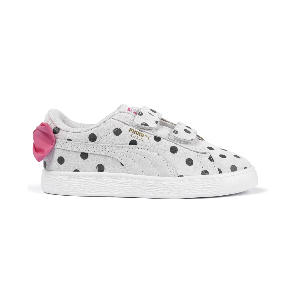 PUMA Suede Classic Lf Bow Polka Dot Slip On Youth Girls White Sneakers Casual S