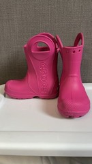 Crocs Candy Pink Handle It Rain Boot Kids Size c8 12803 Waterproof Lightweight