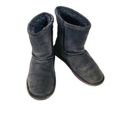 BearPaw Emma Toddler Gray Suede Sheepskin Wool Blend Shearling Boots Size 12