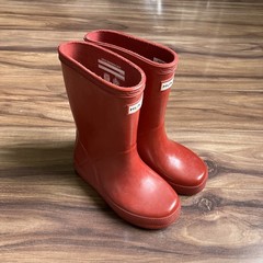 Hunter Rain Boots Kids 9 Red Rubber Youth Waterproof Slip On