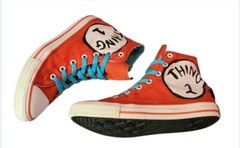 Converse Dr Seuss Cat in the Hat Thing 1 & 2 High Top Red/Blue Kids 4 Eur 36