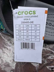 Classic Crocs Printed Slides K Size C13 Open Toe Slip-On Sandals Boys Girls