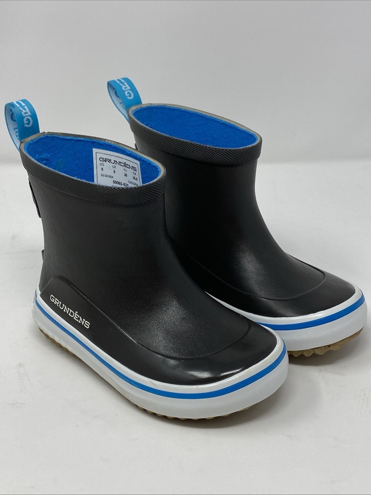 Grundens Kids Guppy Rain Boot Anchor Gray US Size 9 Puddle Jumpers Lined