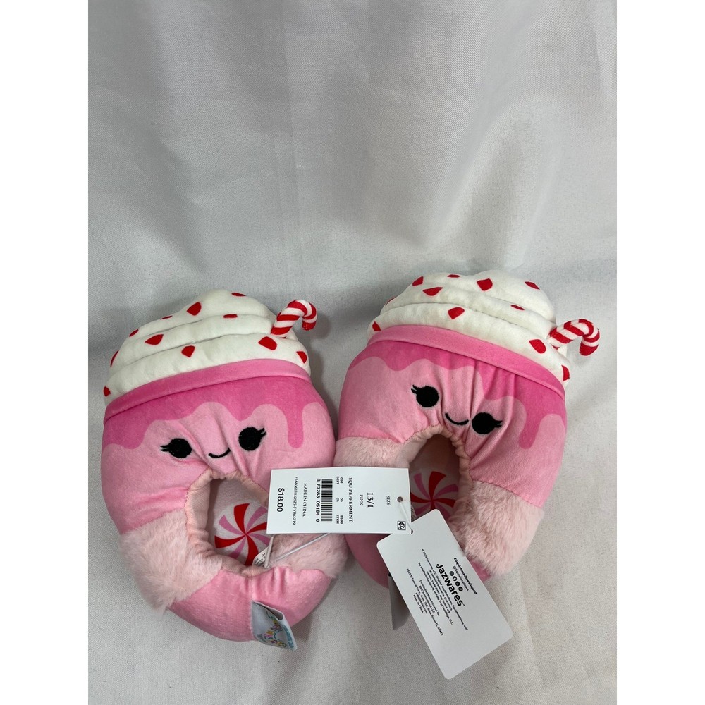 Squishmallows Peppermint Pink Milkshake Plush Slippers Kids Size 13/1 Jazwares