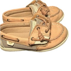 Sperry Leather Top Sider Kids Size 9 Tan Leather Boat Shoes Memory Foam