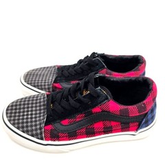 Vans Old School Buffalo Mix Red and Black Checkered Sneakers Size 2.5