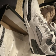 Jordan Spizike Low (GS) White Gray Leather Unisex Kids Athletic Sneakers 6.5Y