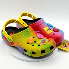 Crocs Gushers Tie Dye Clogs Kids Size 5 Rainbow Fruit Snack Jibbitz New 207455