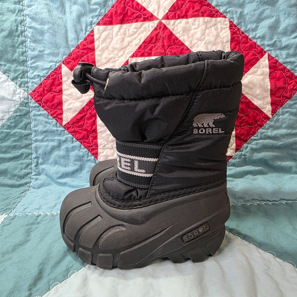 Sorel Kids Snow Commander Black Winter Boots NV1799-011 Size 6