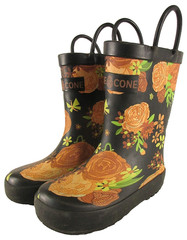 Lone Cone Kids Secret Garden Rain Boots Floral Print Size US8 EU25 Black
