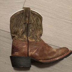 Vintage Dan Post Cowboy Square Toe Boots Size Youth 8.5D Brown Leather Western