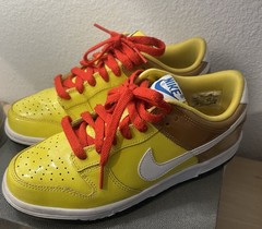 Nike Dunk Low GS 4Y Bright Yellow Brown Patent Leather Sneakers