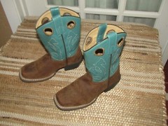 Masterson Boot Co Youth size 12.5 Square Toe Green Shafts Western Boots