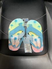 Flip Flop Kids Large 9/10 Blue Palm Tree Cat & Jack New With Tags